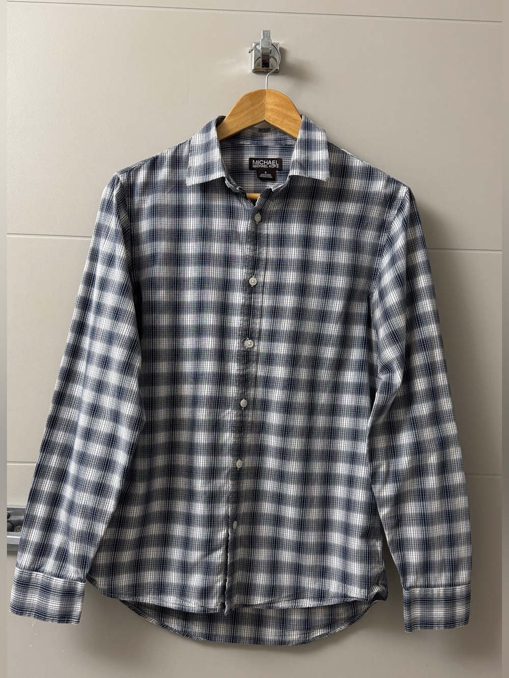 Men's Small Michael Kors Plaid Button-up Long-Sleeve Shirt